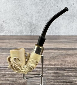 Egg in Eagle Claw Clay Smoking Pipe