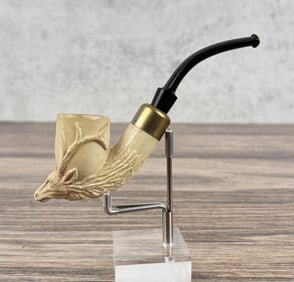 Stag Head Clay Smoking Pipe