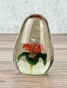 Art Glass Flower Paperweight