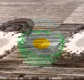 Murano Art Glass Daisy Flower Paperweight