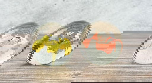 Pair Of Floral Art Glass Paperweights