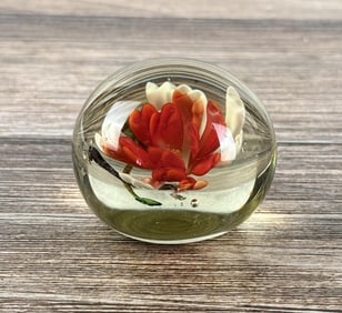 Murano Art Glass Floral Paperweight
