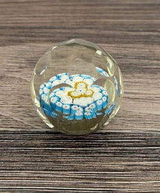 Millefiori Faceted Art Glass Paperweight