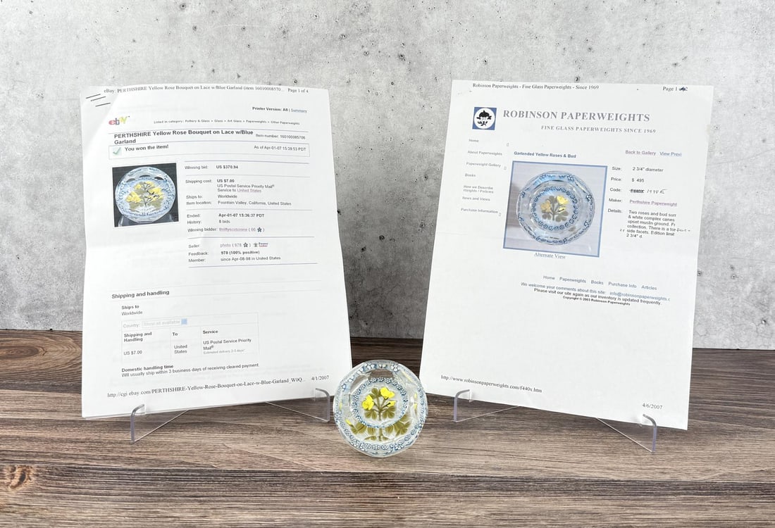 1998 Perthshire Yellow Rose Bouquet Paperweight (1 of 11)