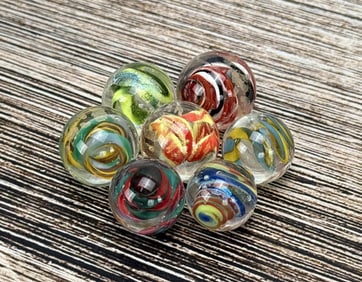 Group Of Contemporary Art Glass Swirl Marbles