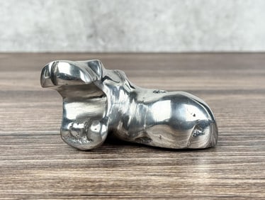 Mid Century Polished Zinc Hippo Candle Holder