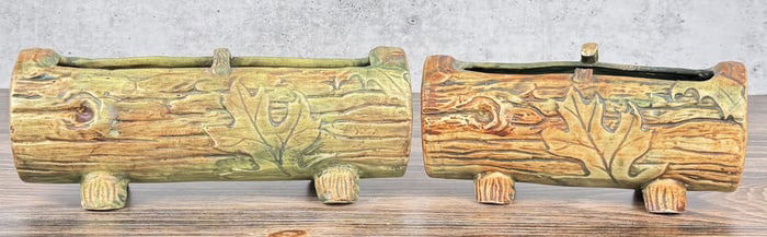 Weller Pottery Woodcraft Log Planters