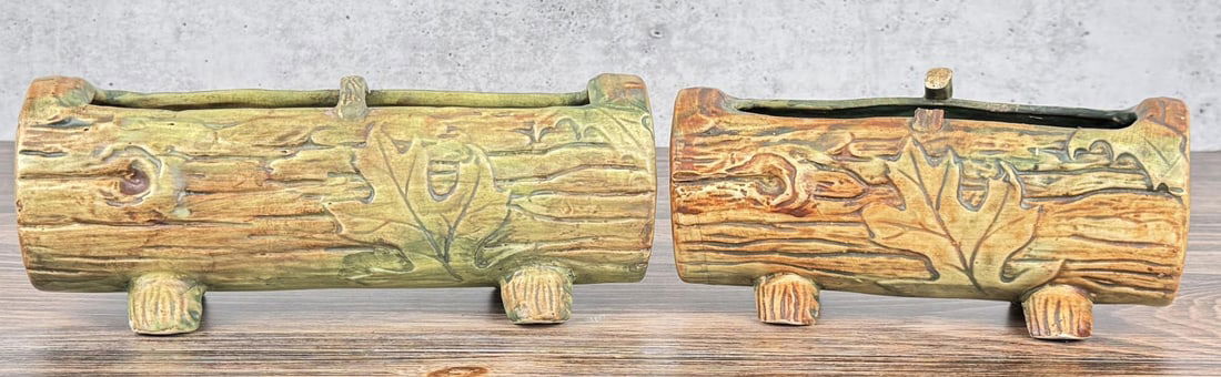 Weller Pottery Woodcraft Log Planters (1 of 8)