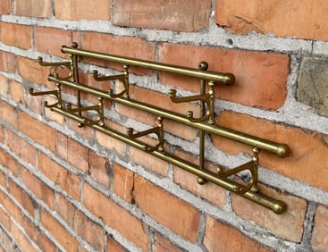 Antique Railroad Brass Folding Coat Rack