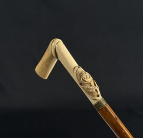 Alaskan Gold Miner Ivory Walking Stick Cane