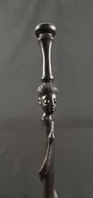 Folk Art Ebony Black Americana Walking Stick Cane