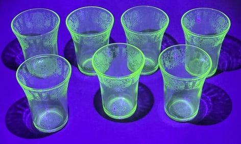 Uranium Glass Hazel Atlas Poppy Tumblers