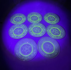 Uranium Glass Hazel Atlas Poppy Plates