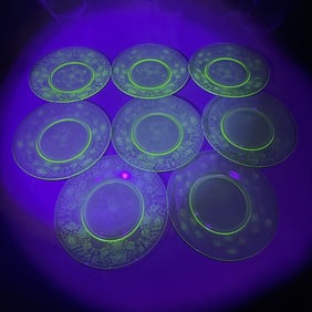Uranium Glass Hazel Atlas Poppy Plates