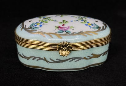 J. Dumont Limoges Decor Main Porcelain Trinket Box