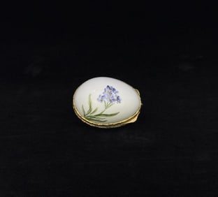 Limoges Floral Egg Shaped Porcelain Trinket Box