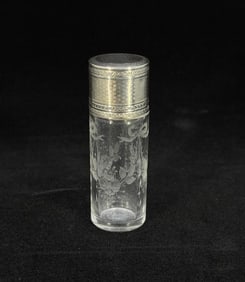 Sterling Silver Etched Crystal Perfume Bottle