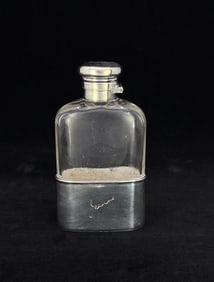 Sterling Silver Mounted Hip Whiskey Flask
