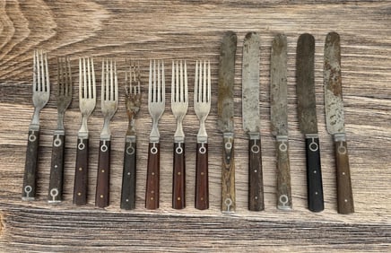 Antique Civil War Era Inlaid Handle Flatware