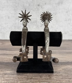August Buermann Silver Inlaid Cowboy Spurs