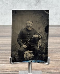Civil War Soldier with Shillelagh Tintype Photo
