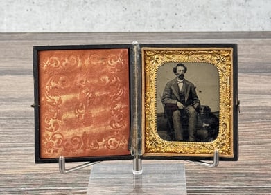 Man With Dog Tintype Photo