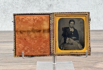 Woman with Dog Tintype Photo