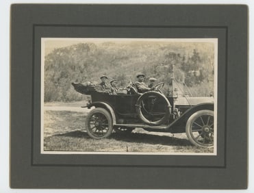 1913 Fly Fishermen In Car Cabinet Photo