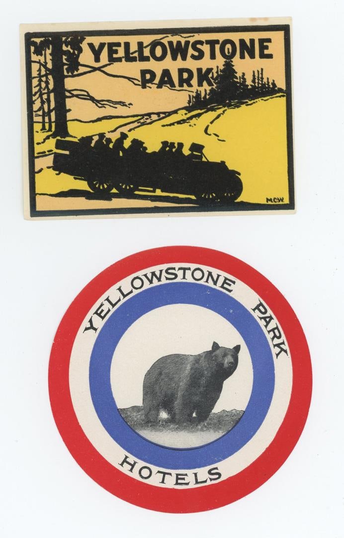 Yellowstone Park Hotel Luggage Travel Decals: Decals are 3" wide