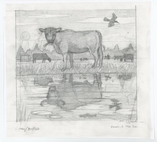Monte Dolack Sacred Bull Lithograph Study
