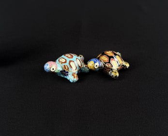 Chinese Miniature Cloisonne Turtles