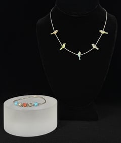 Zuni Sterling Silver Fetish Necklace & Bracelet