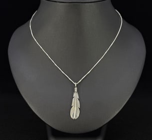 Julian Nez Navajo Sterling Silver Feather Necklace