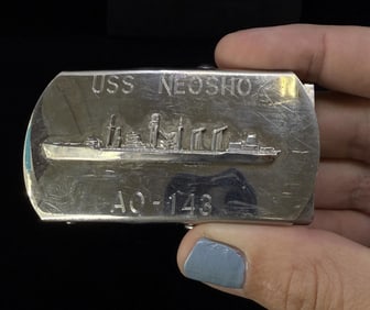 USS Neosho AO 143 Navy Web Belt Buckle