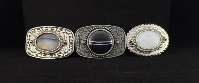 Agate Cabochon Cowboy Belt Buckles