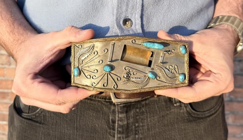 Arizona Badger Turquoise Derringer Belt Buckle