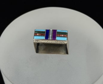 Zuni Sterling Inlaid Cowboy Ranger Belt Loop