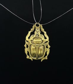 Cast Brass Scarab Beetle Pendant