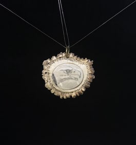 Scrimshaw Elk Antler Eagle Pendant