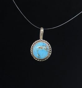 Navajo Sterling Silver Turquoise Necklace Pendant