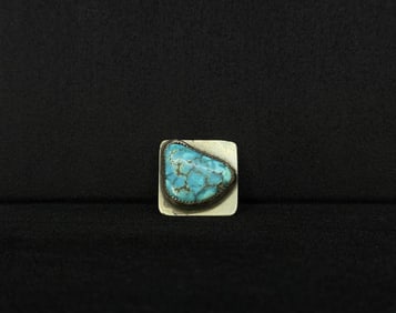 Navajo Sterling Silver Turquoise Bolo Tie Slide