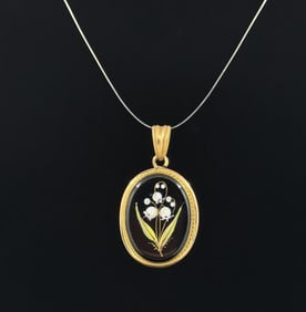 10K Gold & Jet Locket Pendant