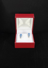 Zuni Sterling Silver Opal Teardrop Earrings