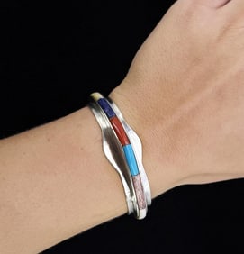 Navajo Multi Stone Sterling Silver Bracelet