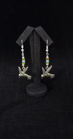 Navajo Sterling Beaded Hummingbird Earrings