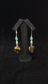 Navajo Sterling Silver Tiger Eye Earrings
