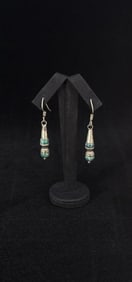 Navajo Sterling Silver Green Turquoise Earrings