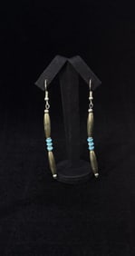 Navajo Sterling Silver Turquoise Beaded Earrings