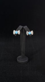 Navajo Sterling Silver Bowtie Turquoise Earrings