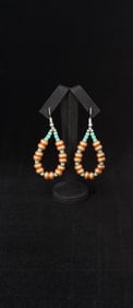 Navajo Sterling Turquoise Pearl Hoop Earrings